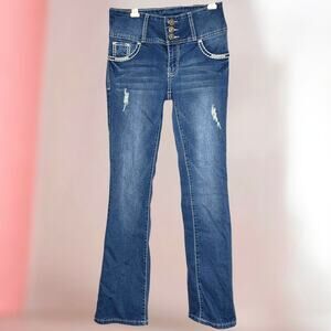 Silver Diva High-Waist Triple-Button Embellished Jeans Size 5